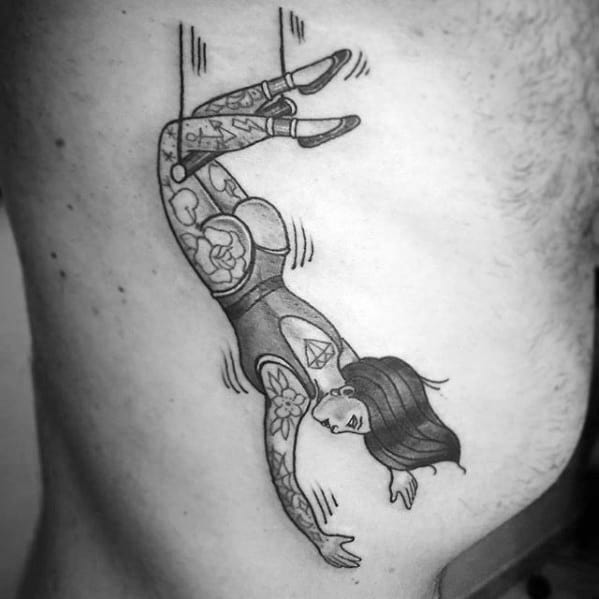 Rib Cage Side Cool Male Circus Tattoo Designs