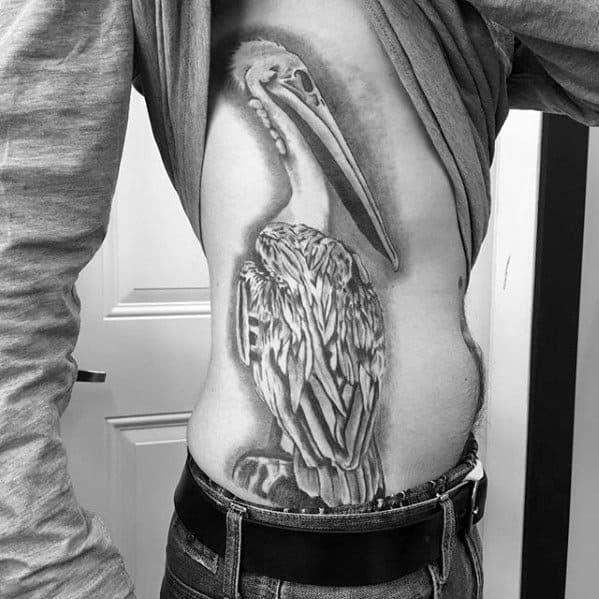 Rib Cage Side Cool Pelican Tattoo Design Ideas For Male