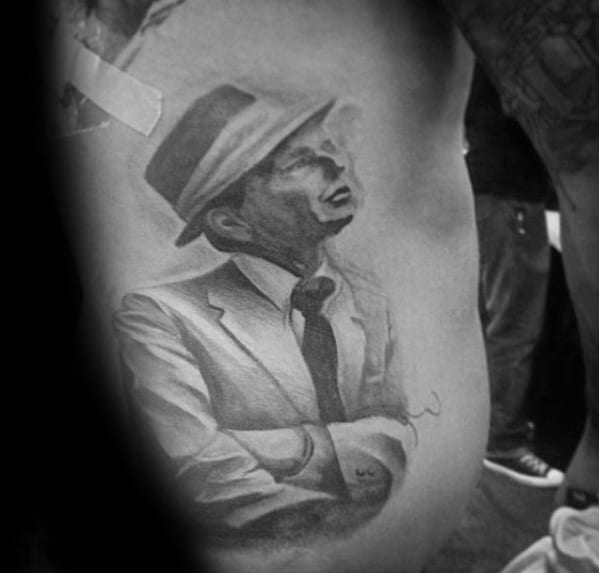 Rib Cage Side Frank Sinatra Tattoo Ideas For Males