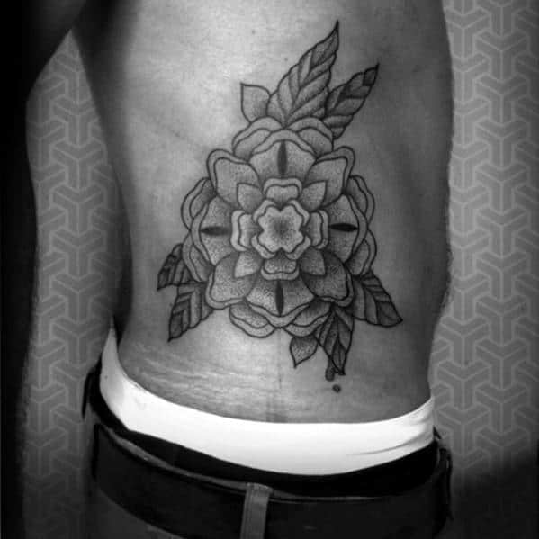 Rib Cage Side Geometric Rose Tattoo Ideas For Gus