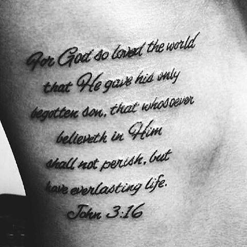 Rib Cage Side John 316 Bible Verse Mens Tattoos