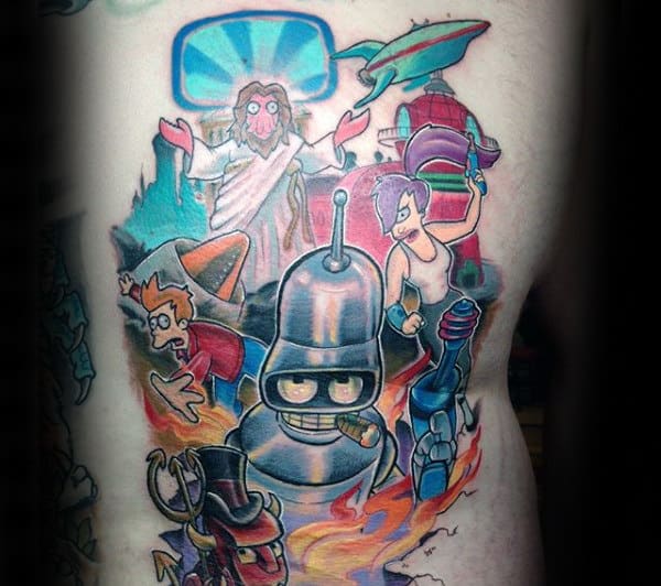 Rib Cage Side Male Futurama Tattoos