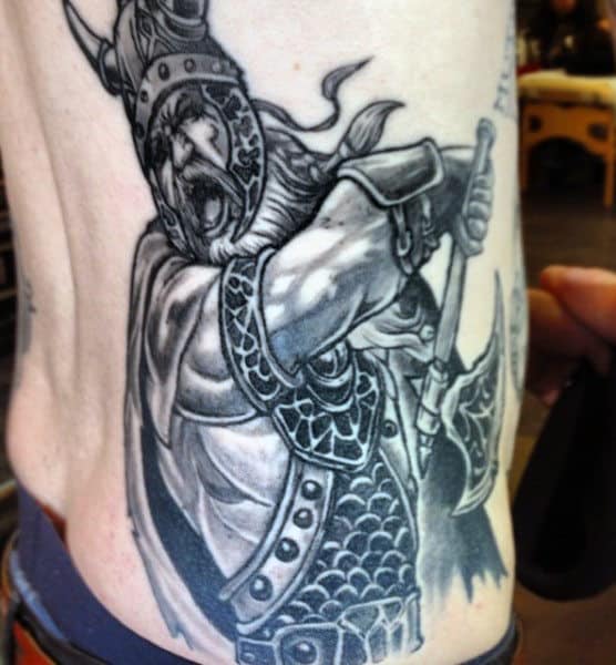 Rib Cage Side Male Norse Viking Tattoos