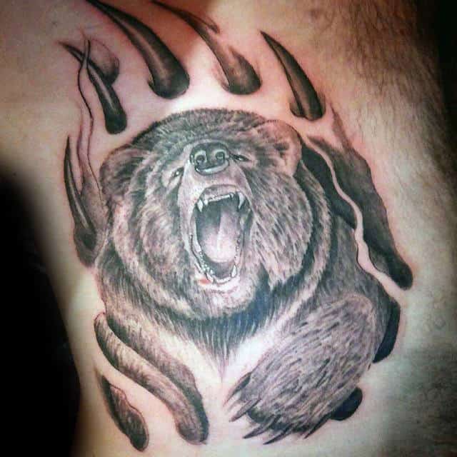 Rib Cage Side Mens Bear Claw Tattoos