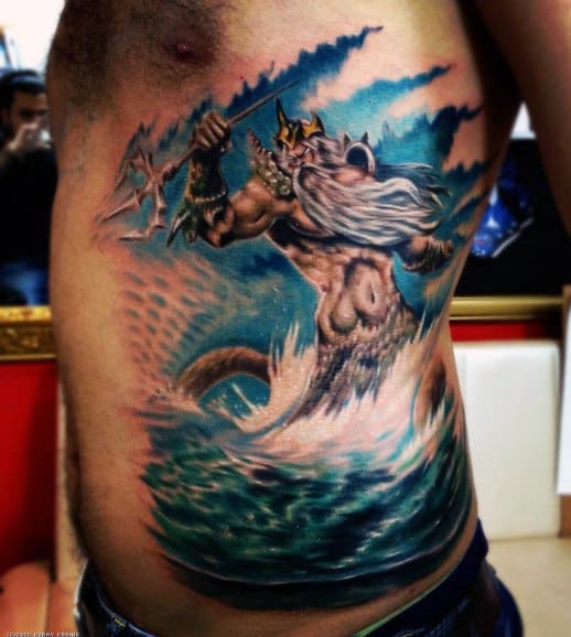 Rib Cage Side Men's Traditional Greek Tattoos