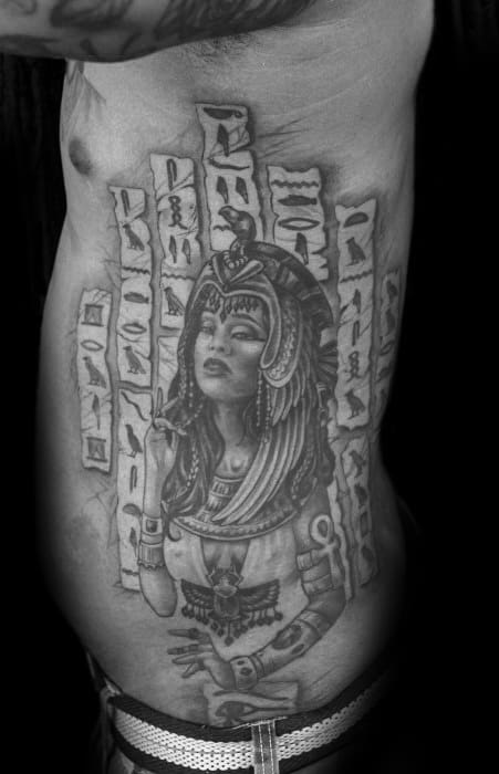 Rib Cage Side Of Body Guys Hieroglyphics Tattoo Designs