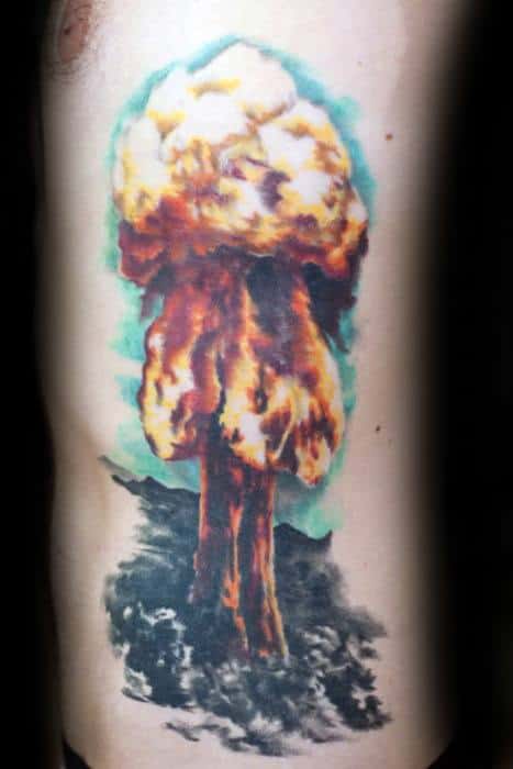 Rib Cage Side Of Body Male Cool Mushroom Cloud Tattoo Ideas