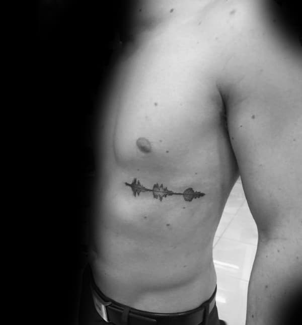 Rib Cage Side Small Soundwave Male Tattoo Ideas