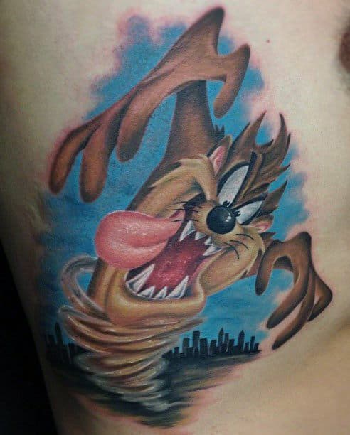 Rib Cage Side Tasmanian Devil Male Tattoos
