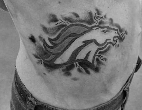 Rib Cage Side Tattoo Denver Broncos Logo For Men