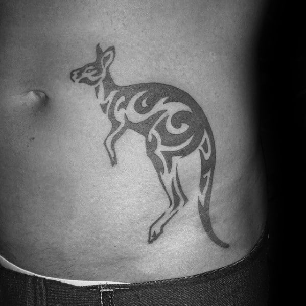 Rib Cage Side Tribal Kangaroo Kangaroo Male Tattoo Ideas