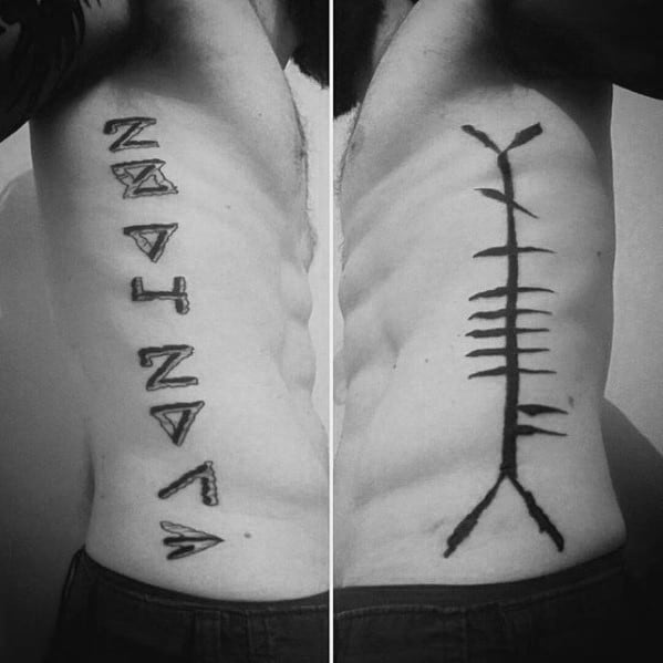 Ribs Ogham Tattoos Male
