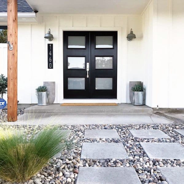 Ricver Rock Front Yard Stepping Stone Lanscape Ideas