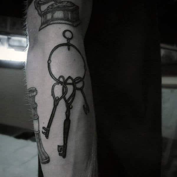 Ring With Three Keys Guys Tattoo On Arm
