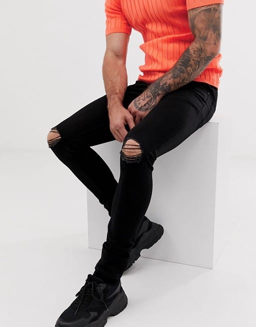 super skinny jeans with knee rips
