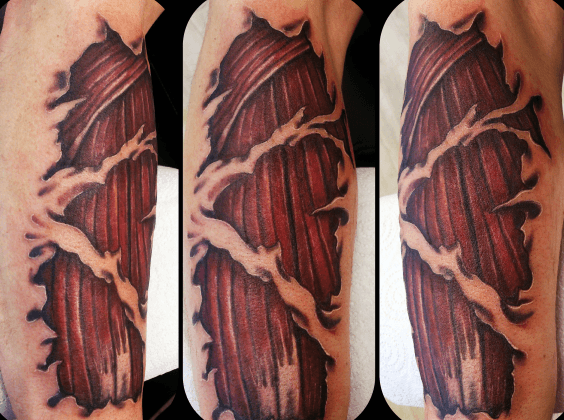 Ripped Skin Guys Muscle Tattoo Ideas