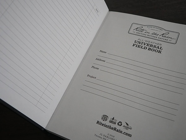 Rite In The Rain Fabrikoid Book Page Detail