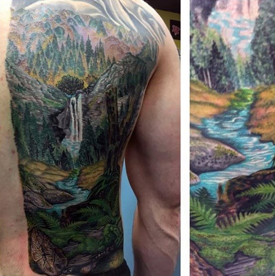 River Mens Tattoo Ideas Half Back