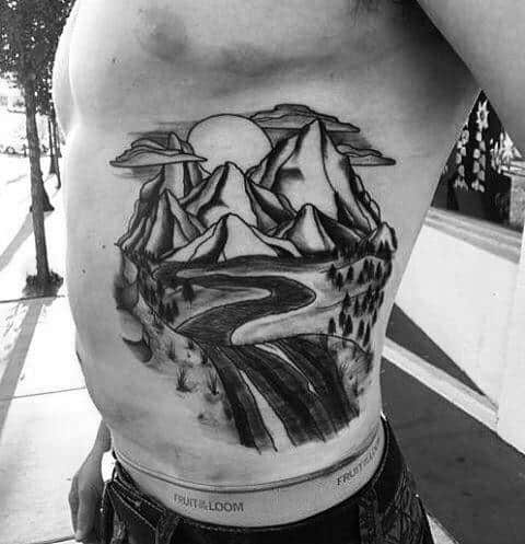 River Tattoo Designs For Guys Rib Cage Side