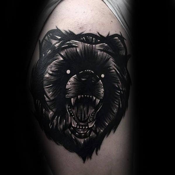 Roaring Bear Awesome Blackwork Arm Tattoos For Gentlemen