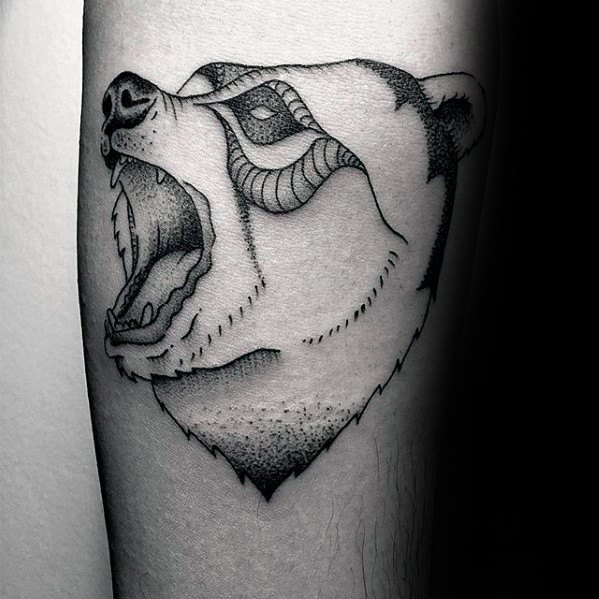 Roaring Bear Head Guys Small Animal Nature Tattoo On Arm