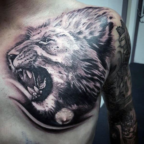 Roaring Lion Shoulder Tattoo Ideas For Guys