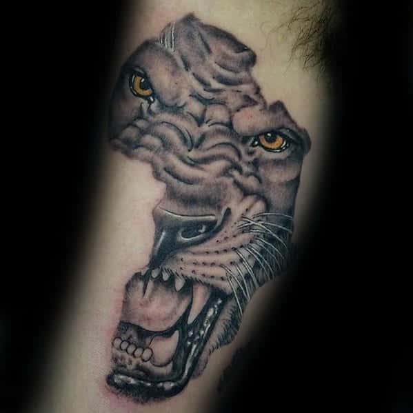 Roaring Tiger Male Africa Inner Arm Bicep Tattoo Inspiration