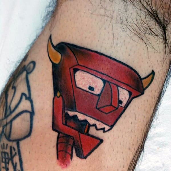 Robot Devil Mens Small Simple Futurama Tattoo On Arm