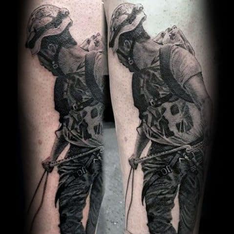 Rock Climbing 3d Forearm Tattoo Ideas For Males