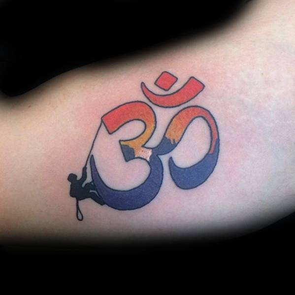 Rock Climbing Inner Arm Bicep Tattoo Ideas On Guys