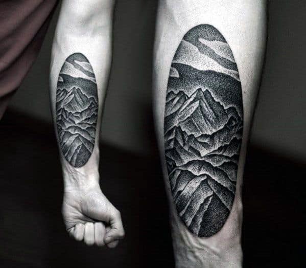 Rock Climbing Male Tattoos On Inner Forearm