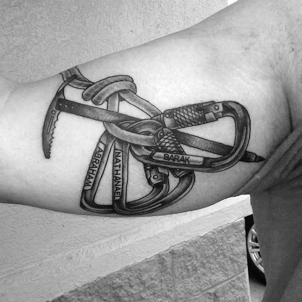 Rock Climbing Tattoo Designs For Guys On Inner Arm Bicep