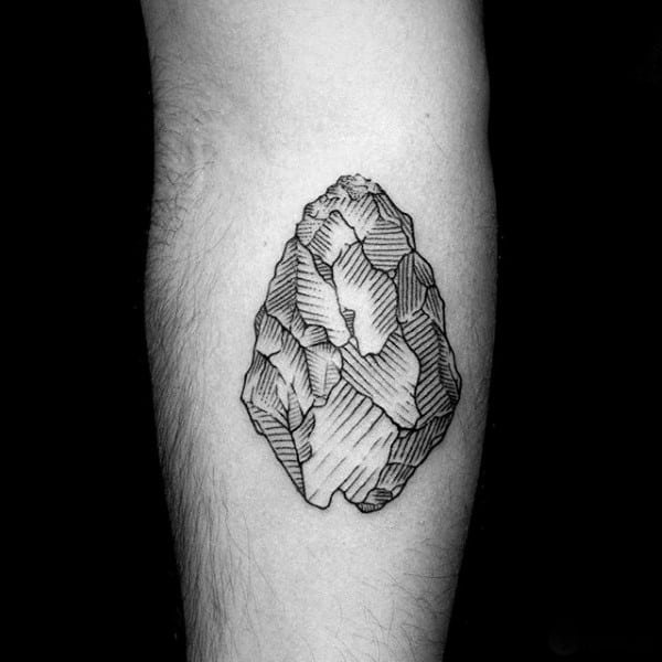 Rock Stone Woodcut Just Leg Tattoo