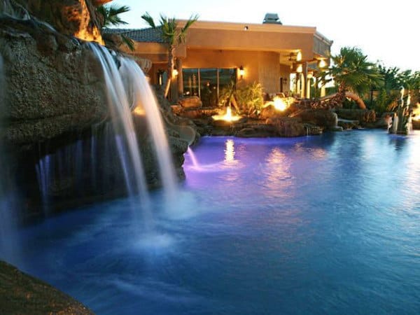 Rock Waterfall Home Swimming Pool Resort Style Inspiration