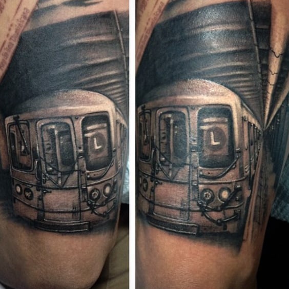 Rolling Train Subway Tattoo Designs For Men