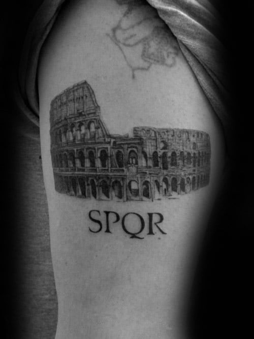 Roman Colosseum Spqr Arm Tattoos For Guys