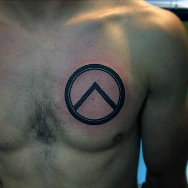 Roman Greek Circle Symbol Tattoo For Guys On Chest