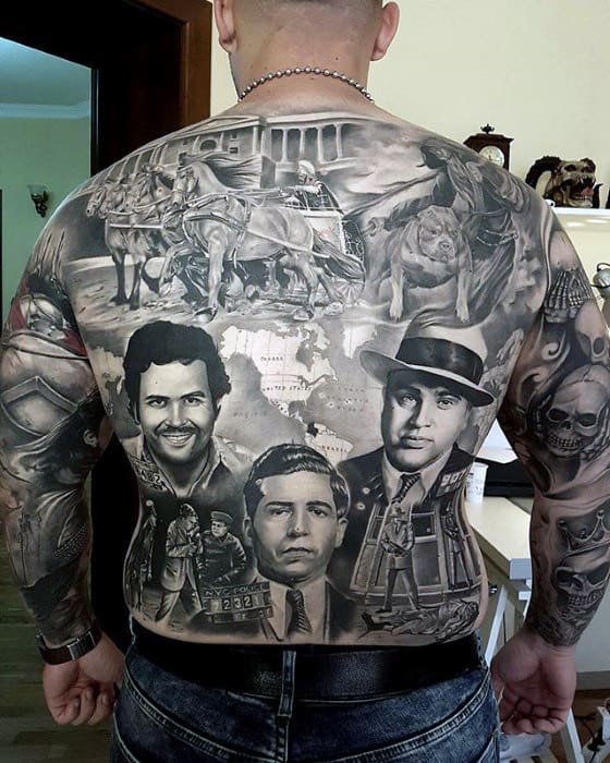 Roman Guys Badass Full Back Tattoo Ideas