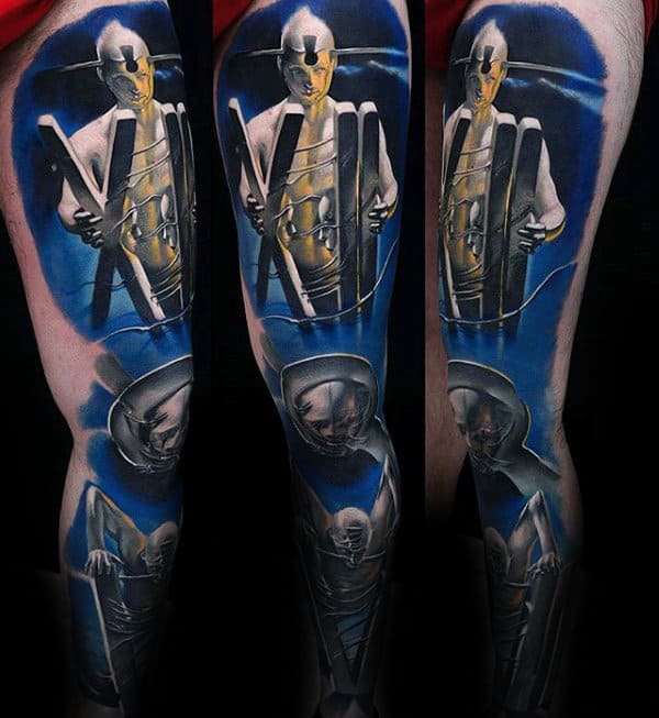 Roman Numeral Abstract Guys Unique Sleeve Tattoo