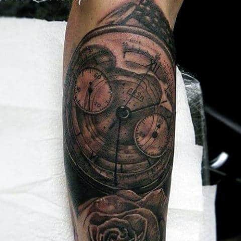 Roman Numeral Clock Tattoo For Men