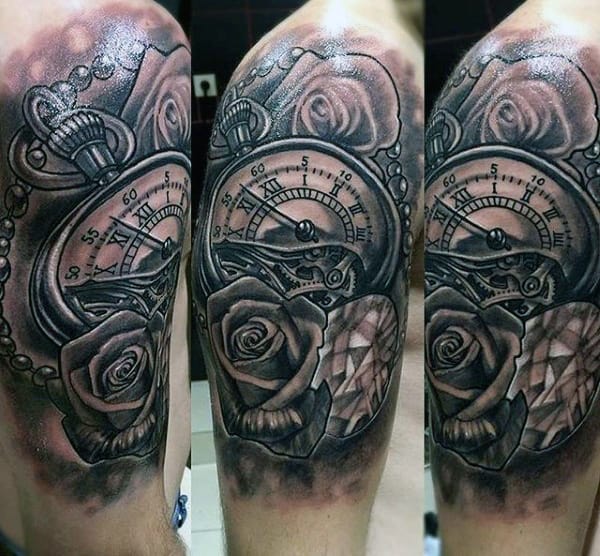 Roman Numeral Clock Tattoos For Men