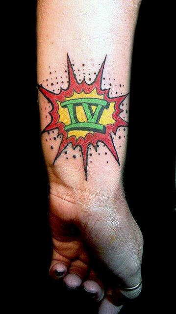 Roman Numerals Pop Art Mens Wrist Tattoos