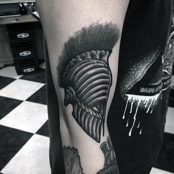Roman Spartan Helemet Bone Tattoo Mens On Mans Arm
