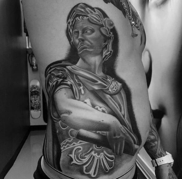 Roman Statue Rib Cage Side Tattoos Male