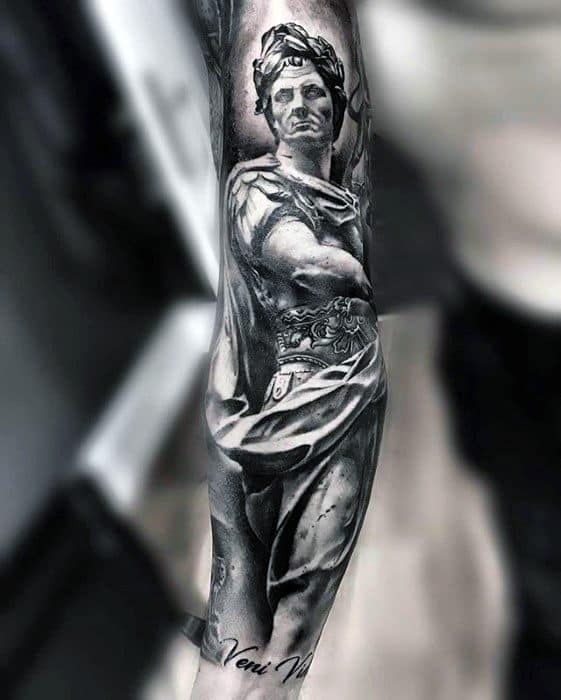 Roman Statue Tattoo On Men