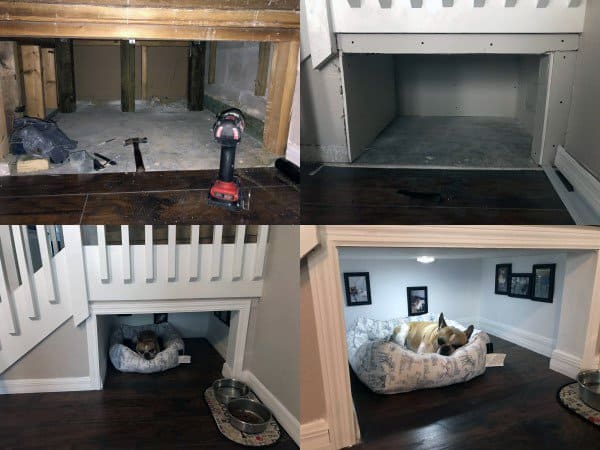 dog houses under the stairs 