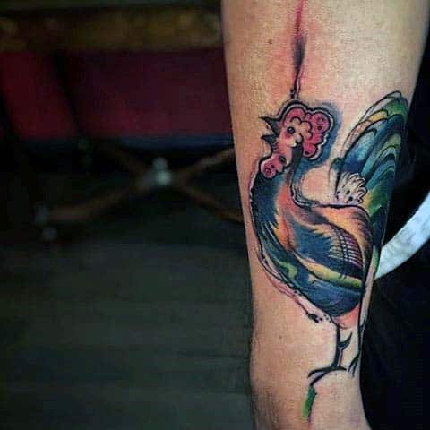 Rooster Tattoo For Men Upper Arm Abstract Style Modern Look