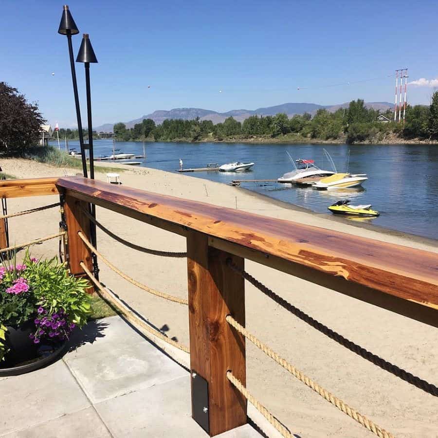 rope porch railing wood fence