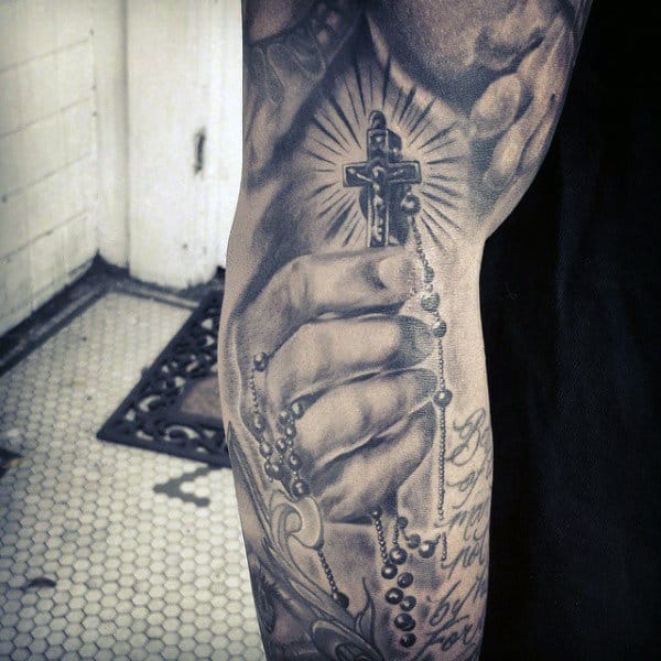 Rosary Tattoo Ideas For Guys Sleeves