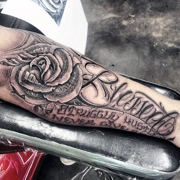 Rose Flower Tattoo Blessed Design On Man